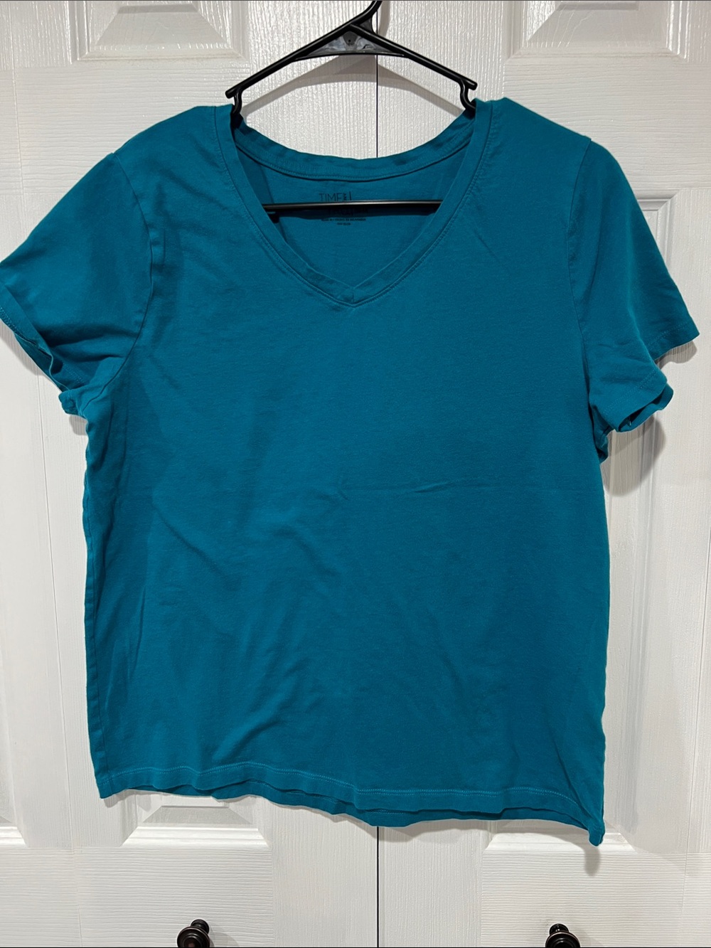 Time and Tru Teal V-Neck Short Sleeve Top